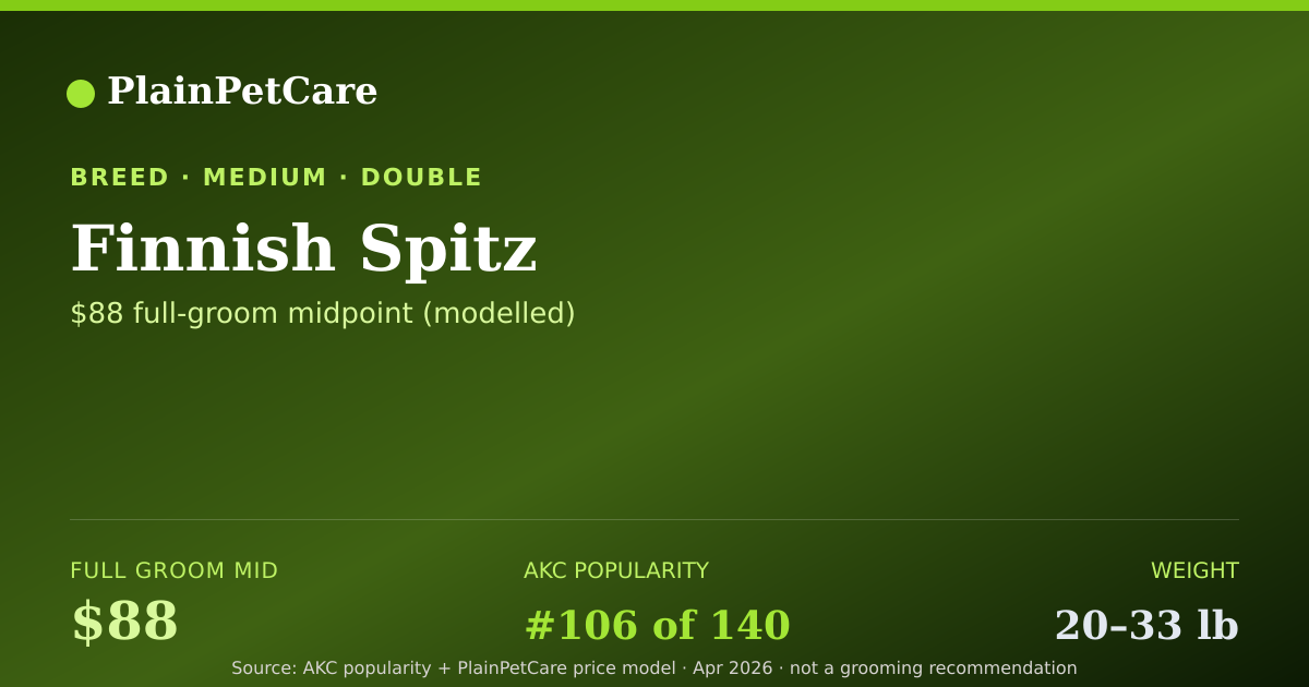 Shareable card for Finnish Spitz Grooming Prices, How Much Does It Cost?